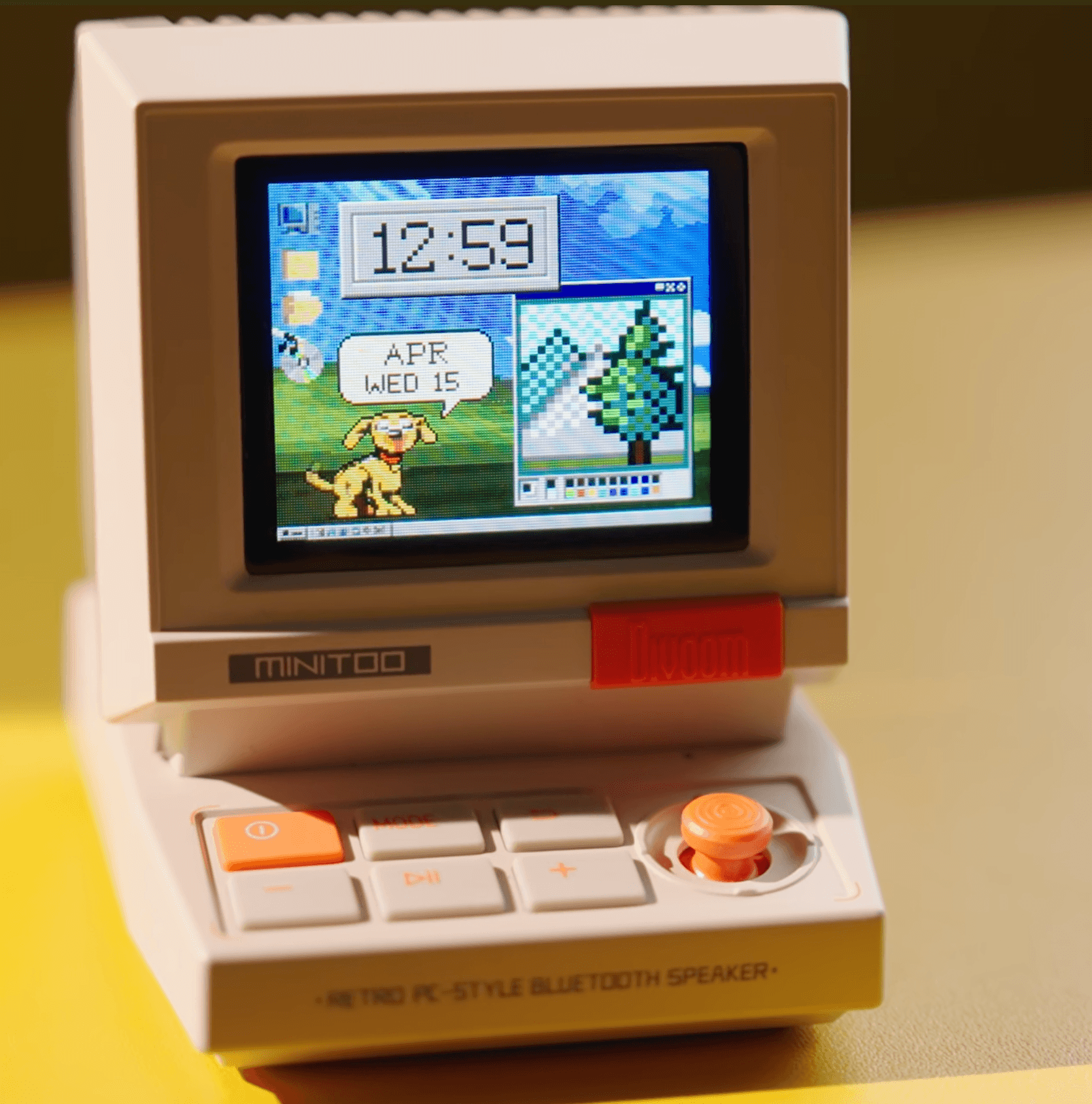 Divoom Ditoo-Mic retro 1980s-style mini PC speaker with mechanical keyboard and pixel display