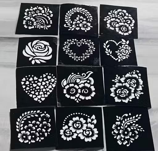 Floral mehndi stencil stickers