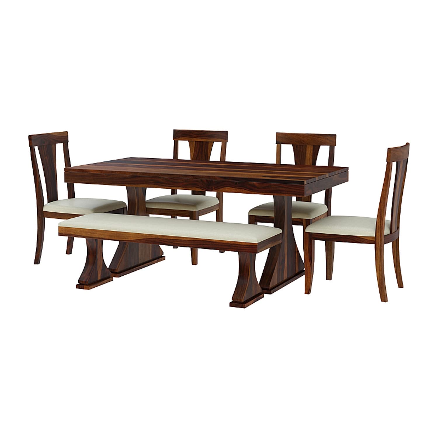 WOODSTAGE Sheesham Wood Six-Seater Dining Set