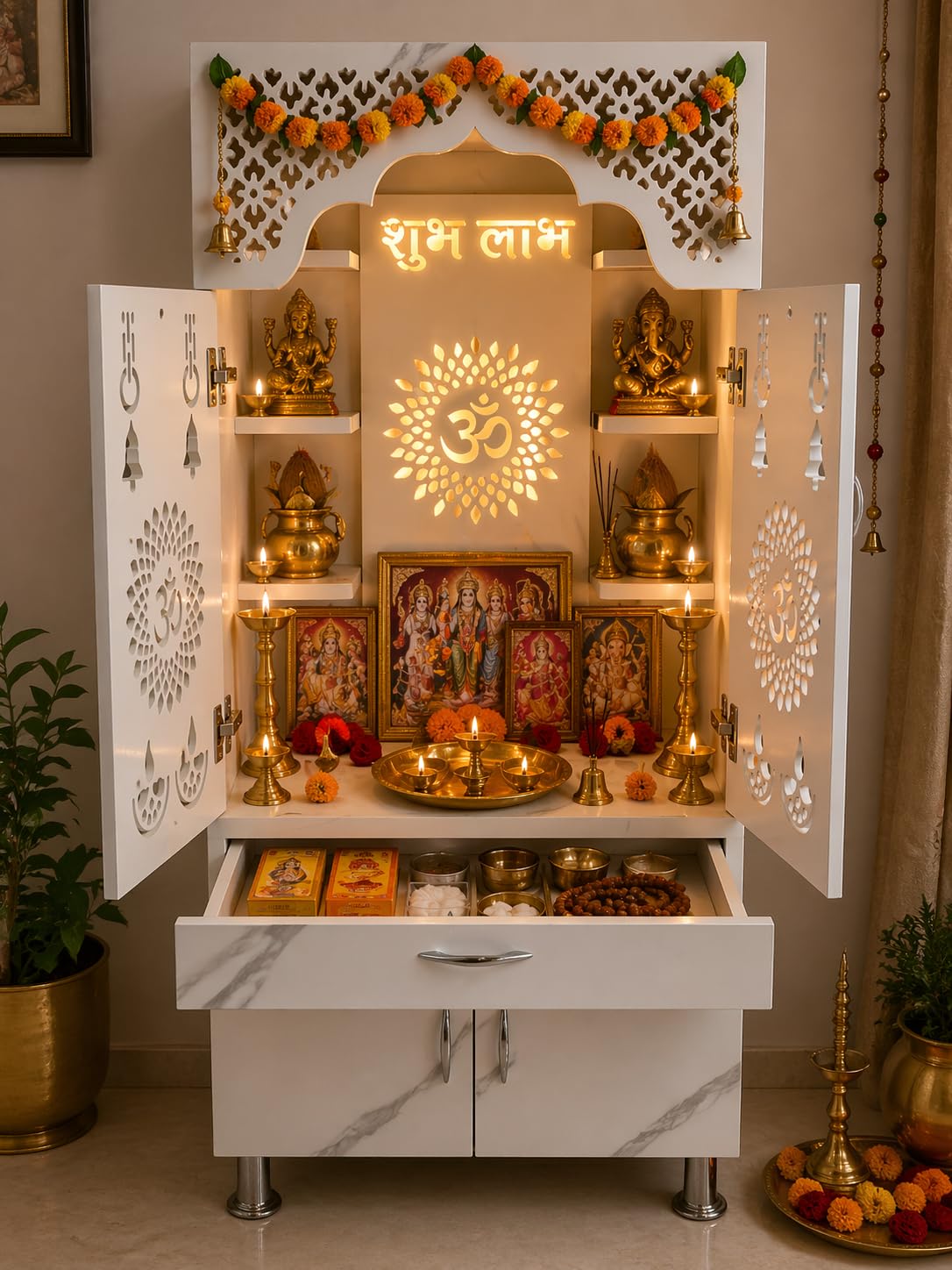 CHISELCHANT Amazing Home Temple with LED Lights (130cm, Pre-Assembled)