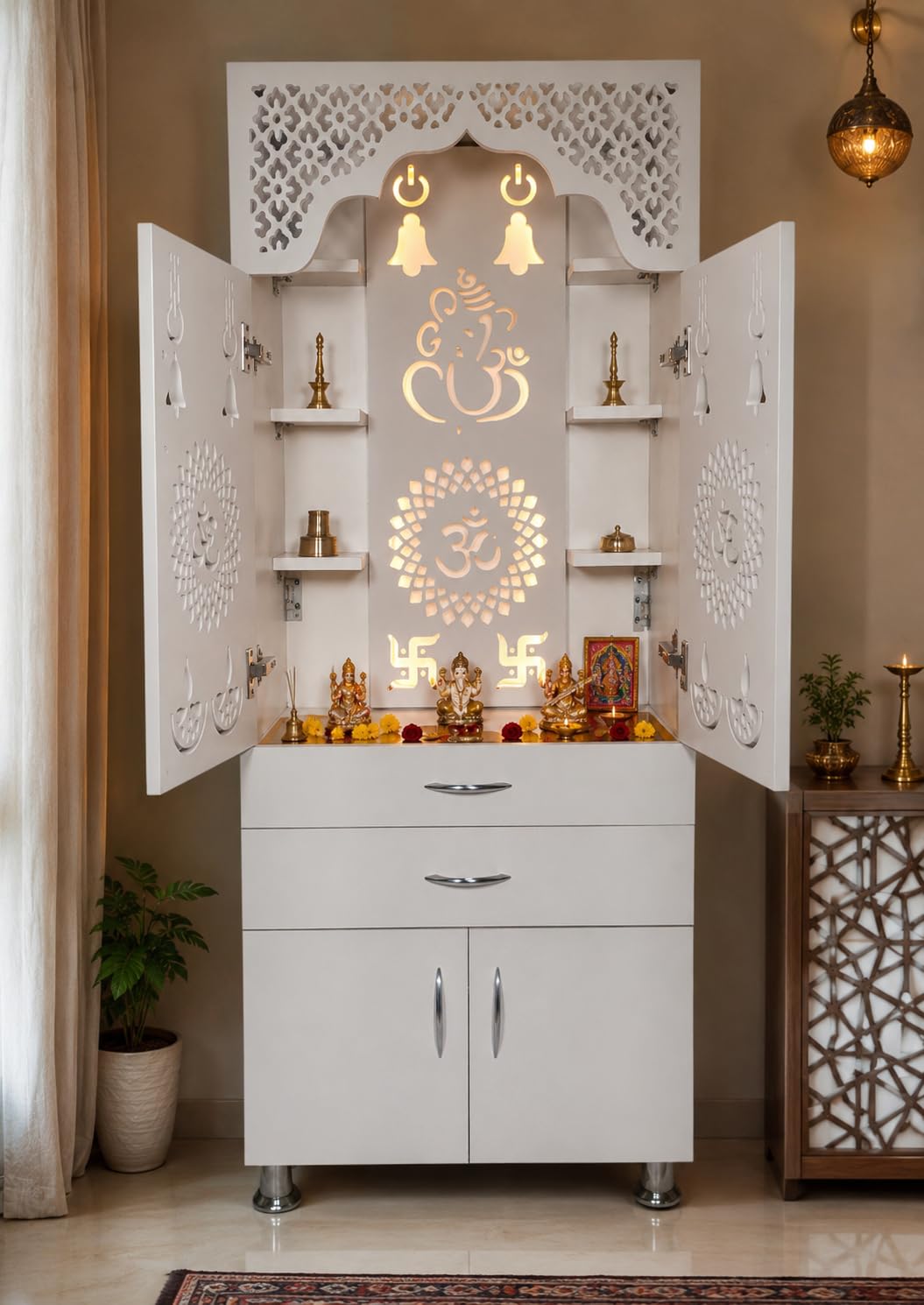 CHISELCHANT Big Size Designer Temple with LED Lights (145cm, Pre-Assembled)