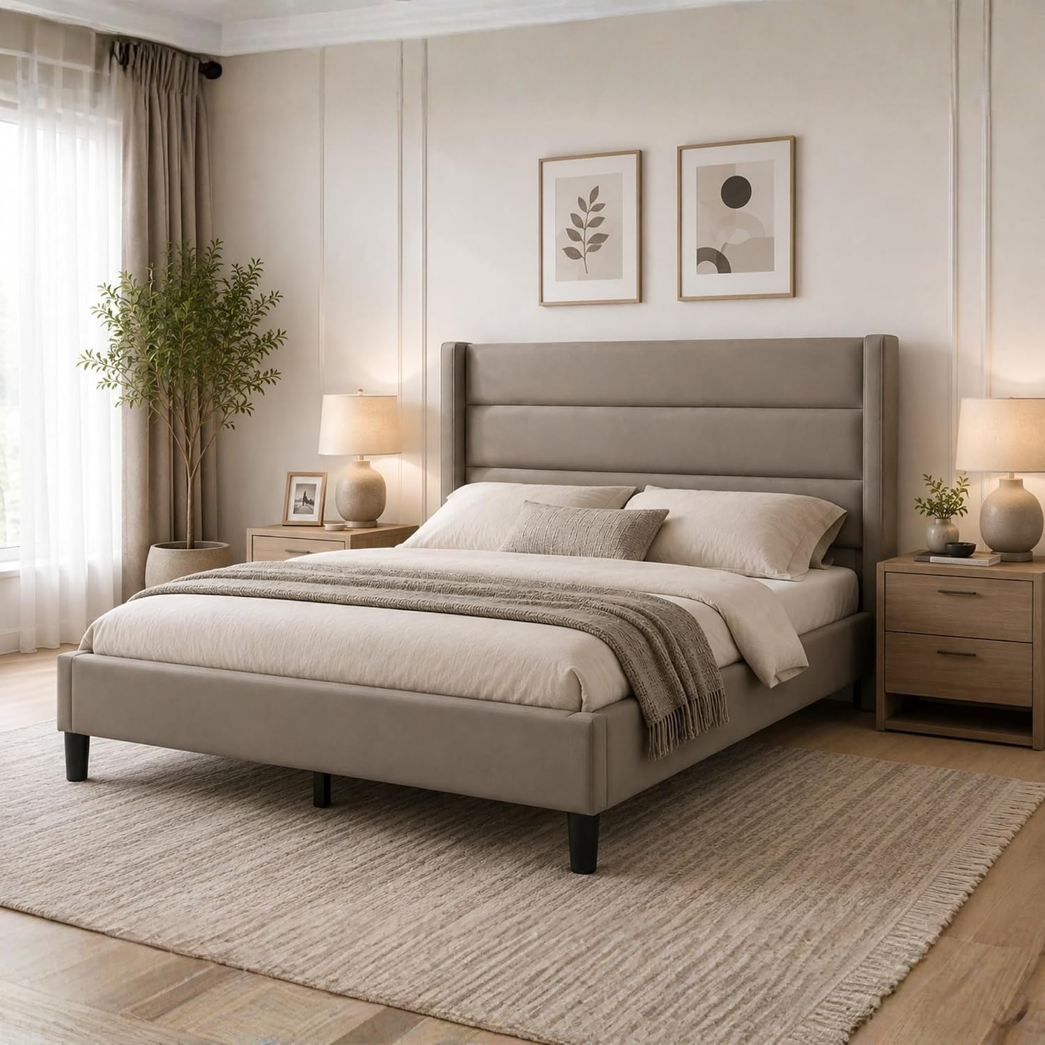 MATTERHORN Queen Size Upholstered Platform Bed