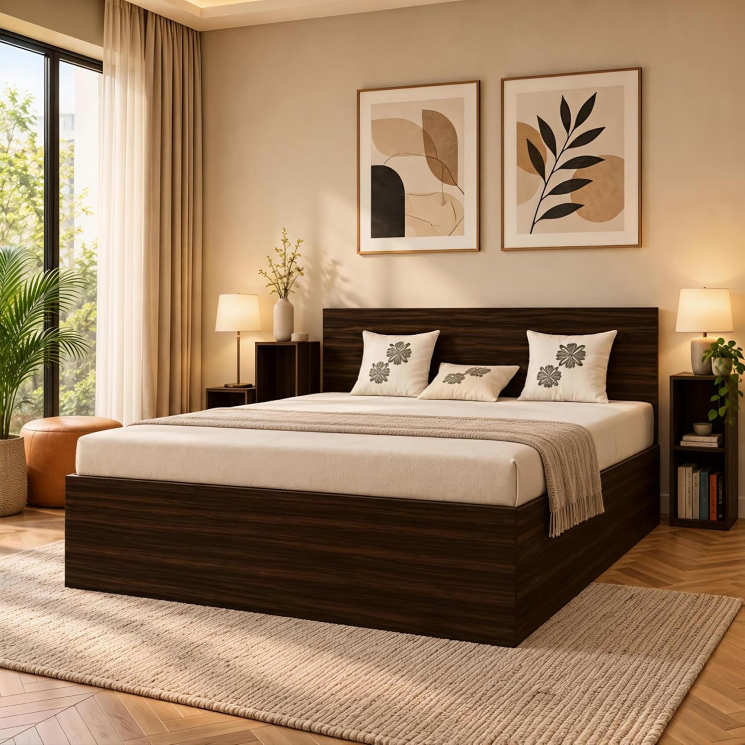 The MM Furniture Store Hunter Queen Size Bed with Box Storage (60x78 in)