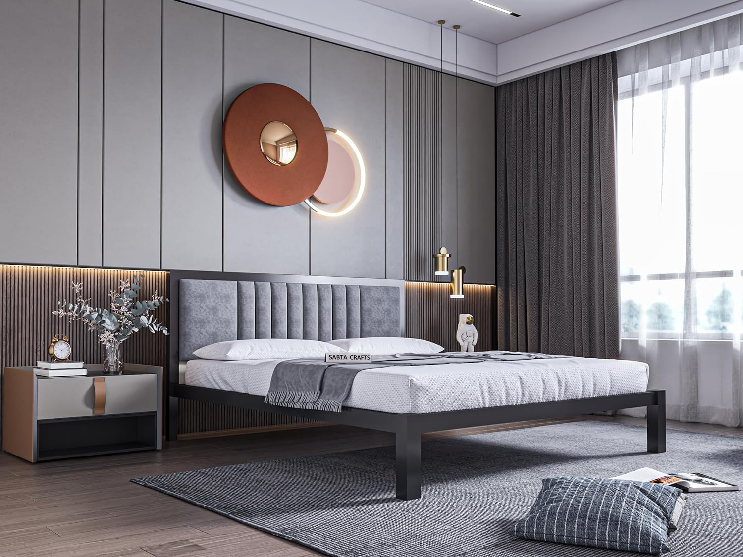 SABTA Craft Modern Upholstered Queen Size Bed (6.5 x 5 Ft)