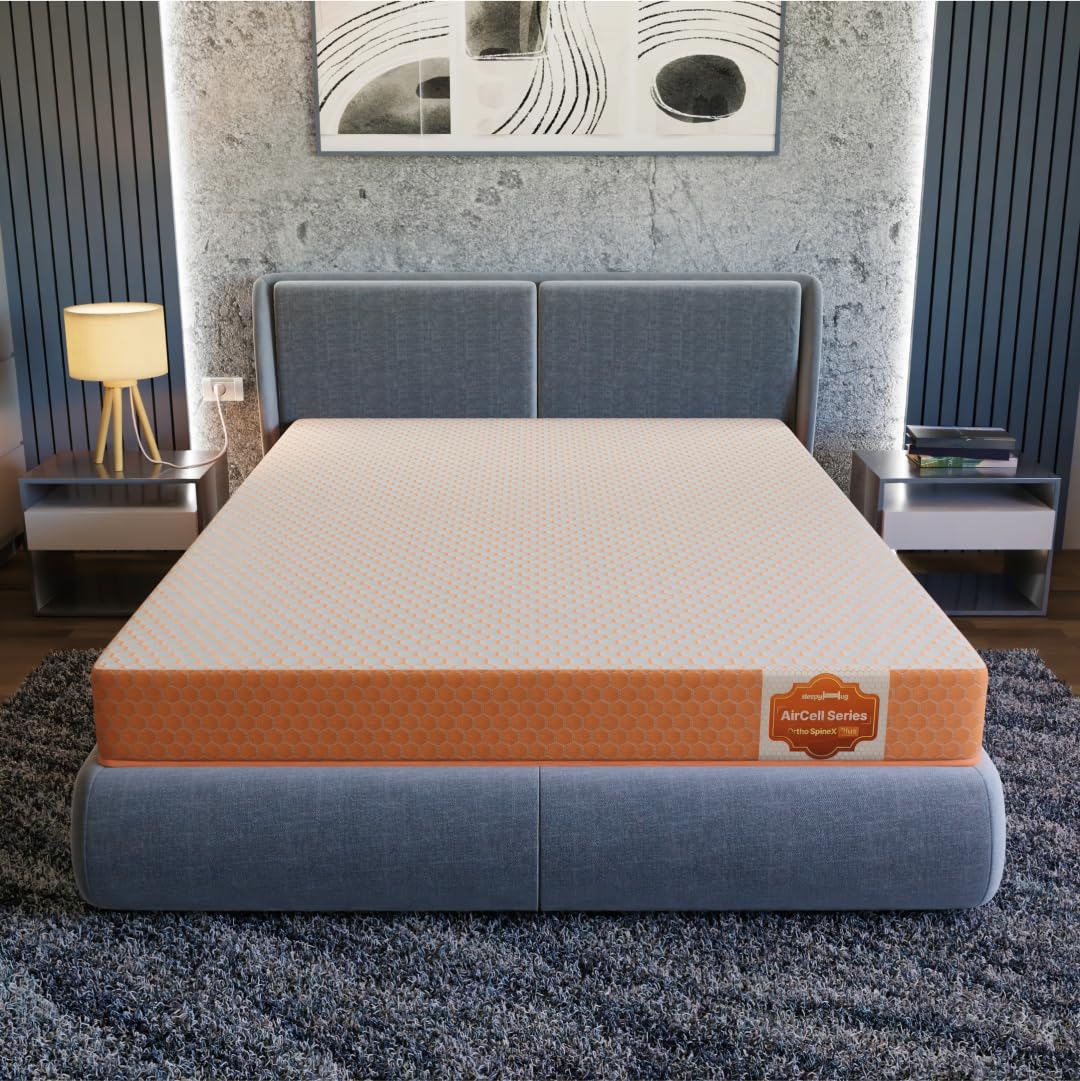 SleepyHug AirCell Ortho Spinex Plus 4-Inch HR Foam Mattress (Queen, 72x60x4 in)