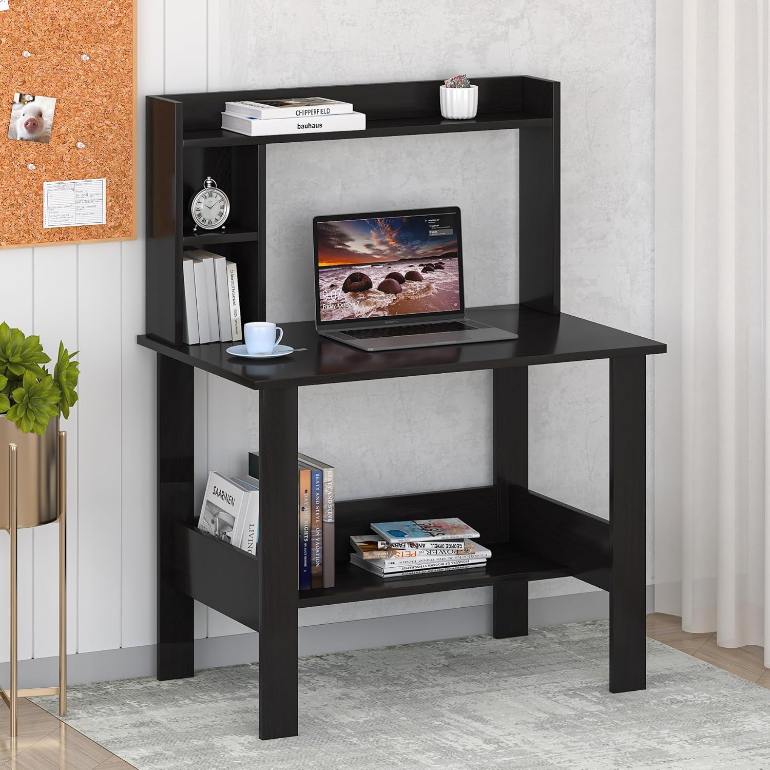 Callas ST-40 Wooden Study Table with Hutch & Bottom Storage