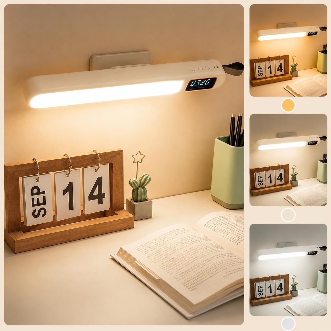 SaleOn LED Rechargeable Desk Lamp with Clock